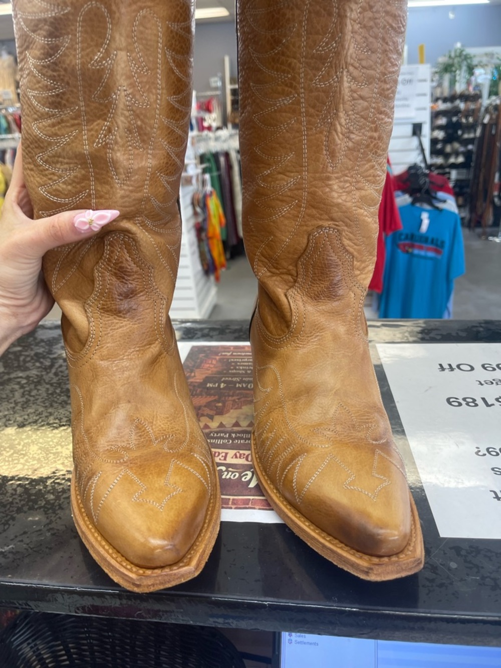 freebird Tan Knee-High Western Boots - Picture 6 of 8